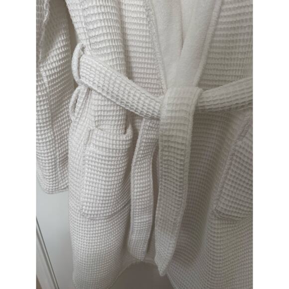 Hotel Collection Cotton Waffle Textured Bath Robe White Small - Picture 4 of 11